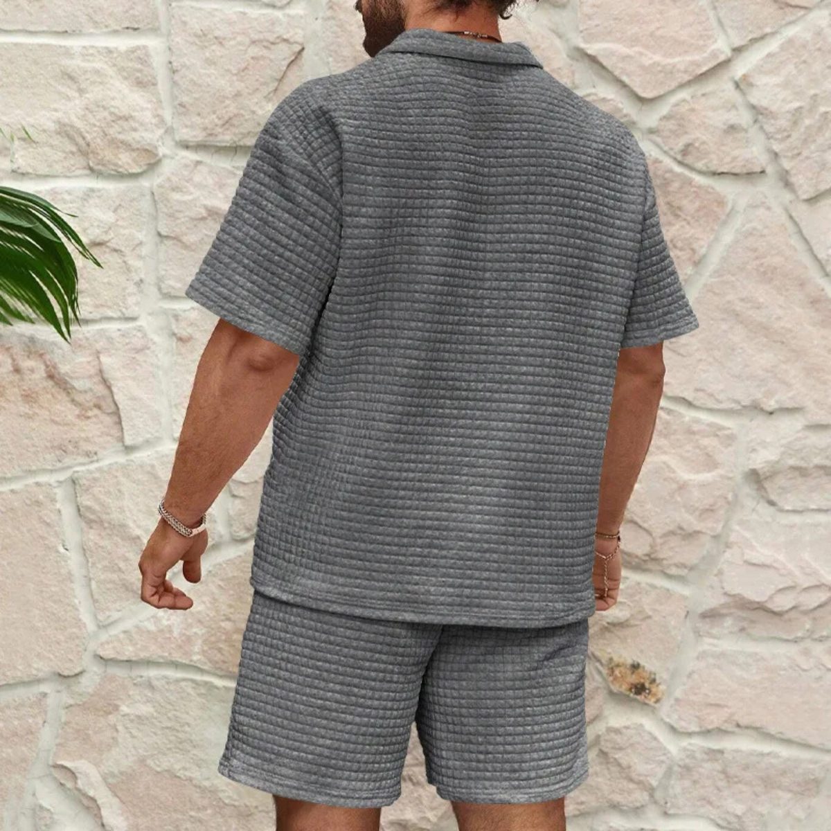 Sage | Men's Casual Waffle Knit Sweatsuit Gray