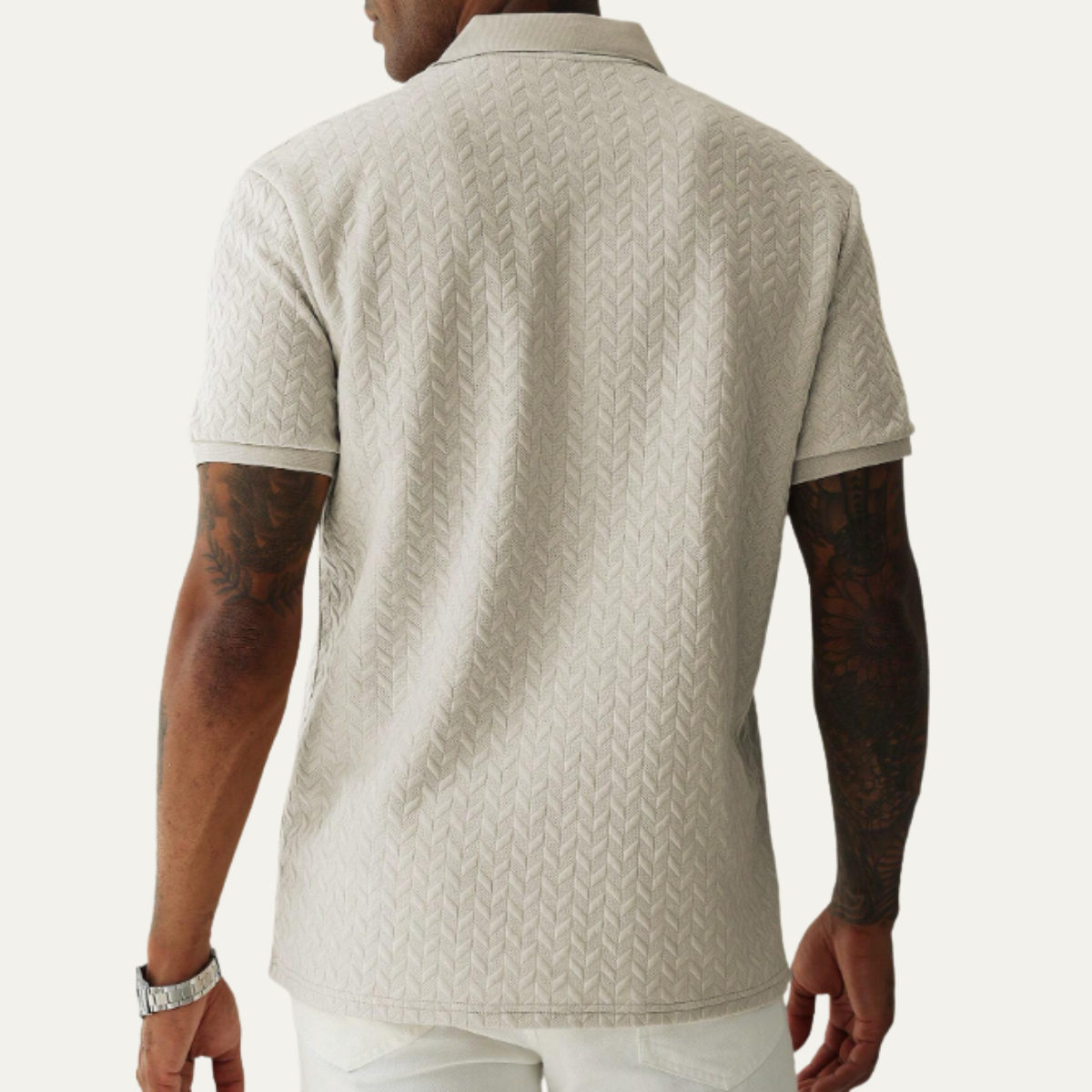 Beau | Men's Textured Polo Shirt Cream