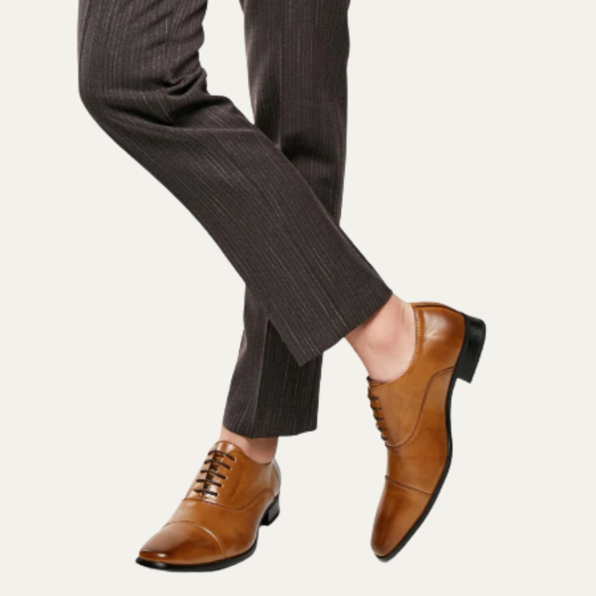 Ezra | Men's Polished Leather Oxford Brown Dress Shoes