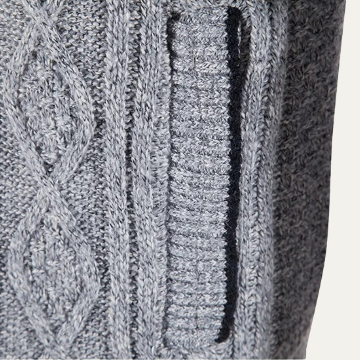 Bram | Men's Cable Knit Cardigan Gray Zip Up