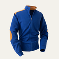 Dama Washington Wyatt men's casual zip up sweater royal blue orange trim - front view