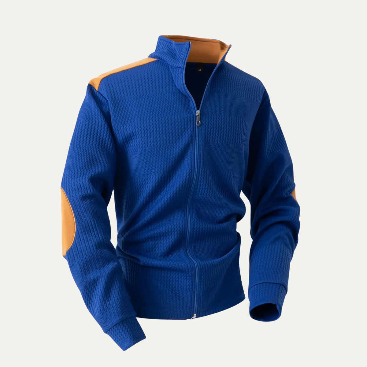 Wyatt | Men's Casual Zip Up Sweater Royal Blue Orange Trim