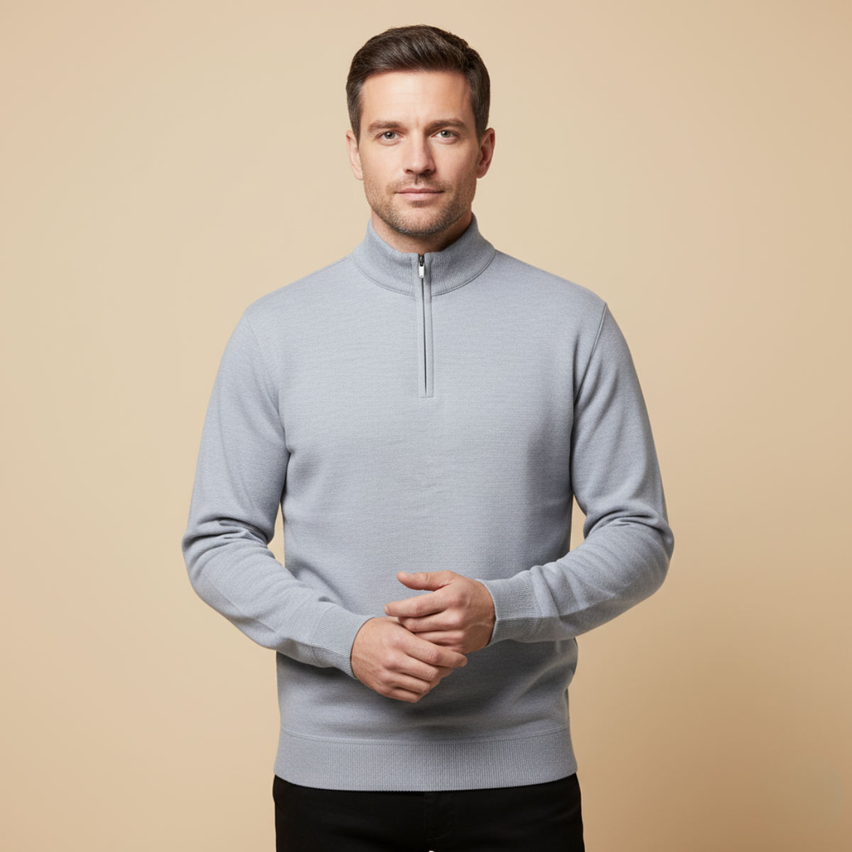 Nash | Men's Quarter Zip Sweater Gray