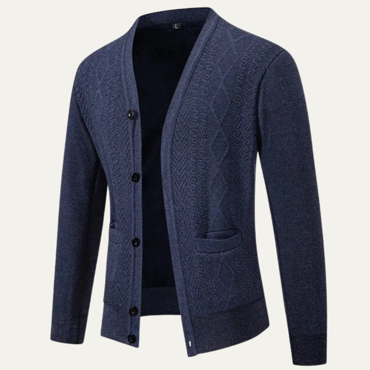 Axel | Men's Casual Cable Knit Cardigan Burgundy Button Up