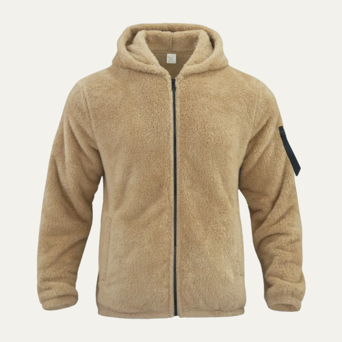 Ezra | Men's Fleece Zip Up Hoodie Beige