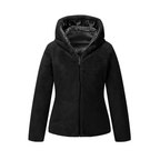 Dama Washington Freya women's sherpa puffer jacket black hooded zip up - front view