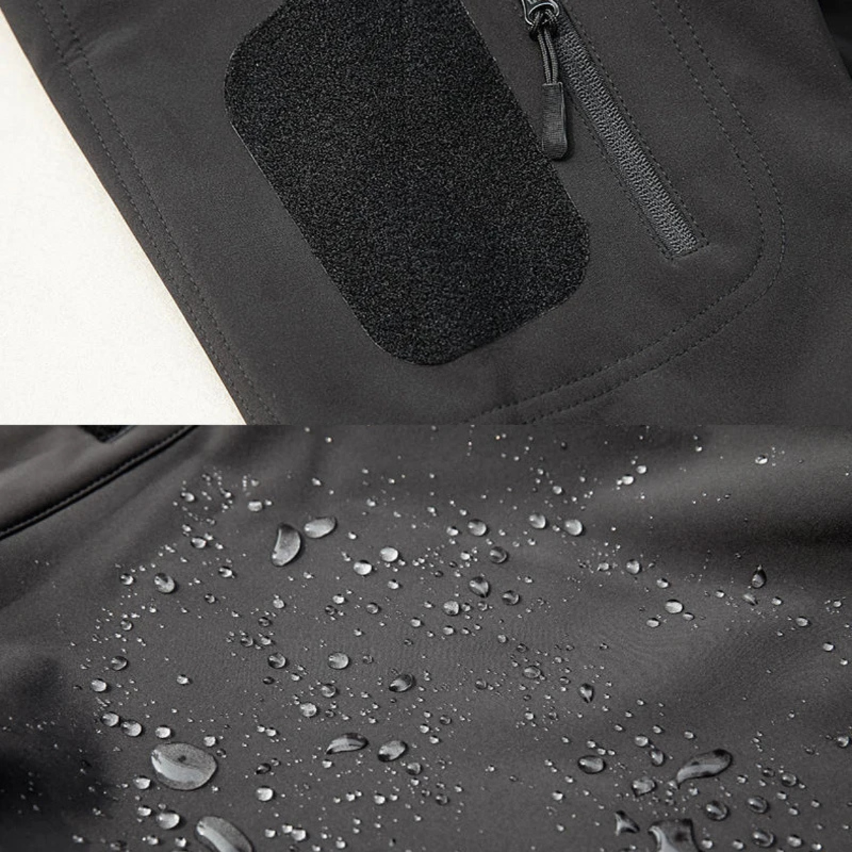 Flint | Men's Softshell Rain Jacket Black Hooded Windbreaker