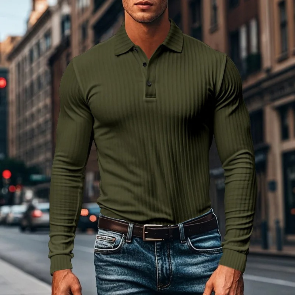 Dama Washington Soren men's ribbed polo shirt black long sleeve - view 33