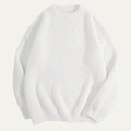 Dama Washington Alma men's crew neck sweater white cashmere knit - front view