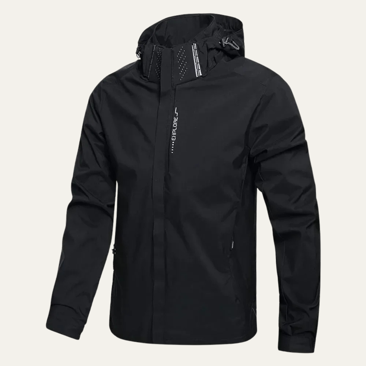 Nola | Men's Rain Jacket Black Waterproof Windproof Hooded