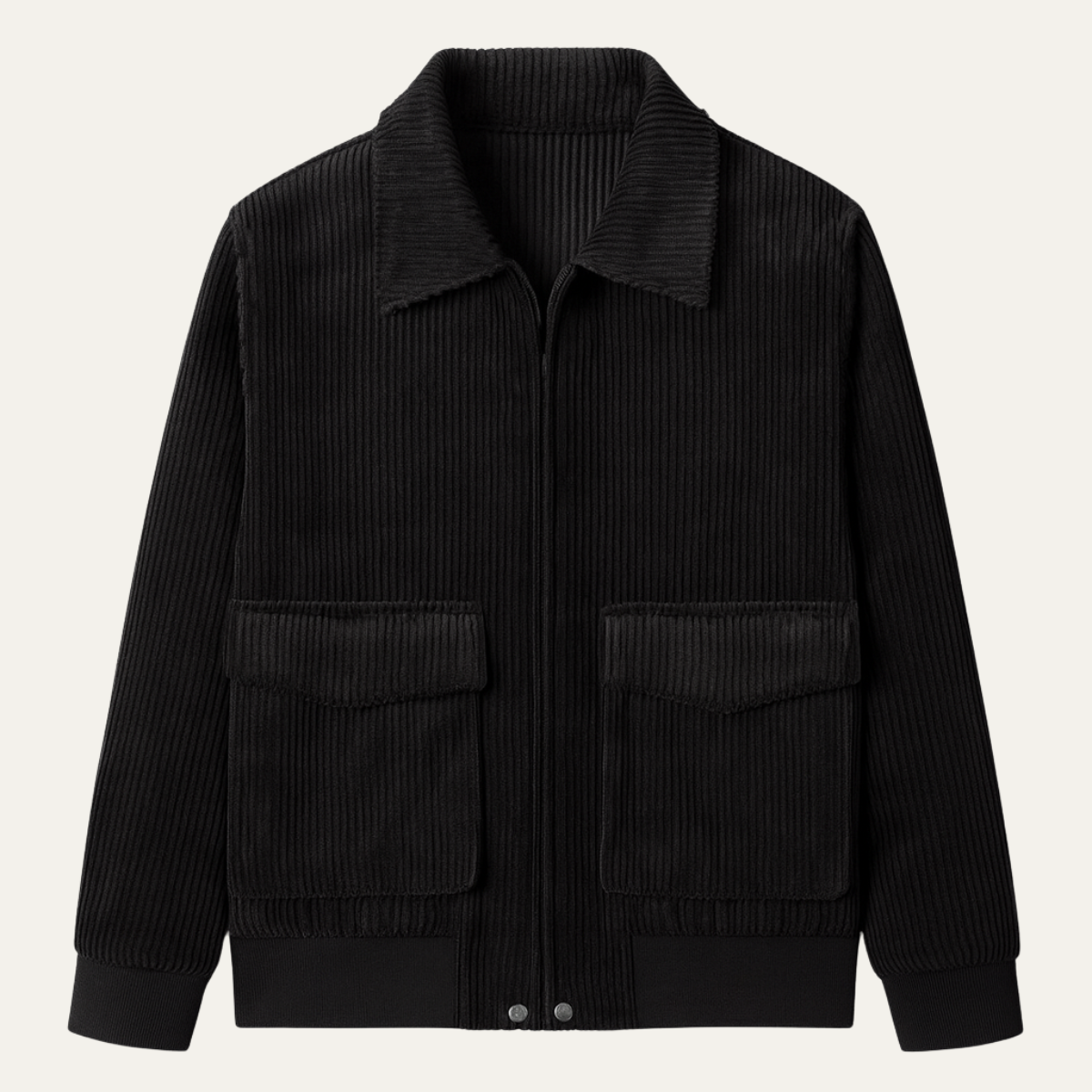 Axel | Men's Utility Jacket Black Ribbed Pocket