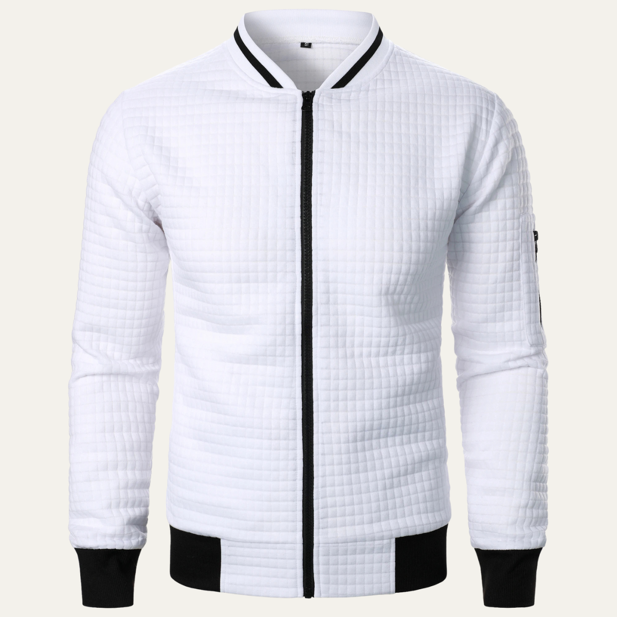 Beau | Men's Quilted Bomber Jacket Cream