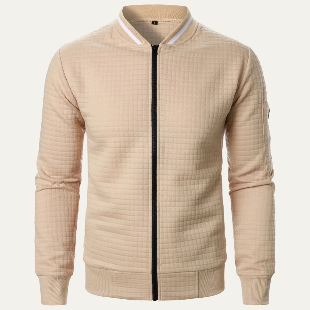 Beau | Men's Quilted Bomber Jacket Cream