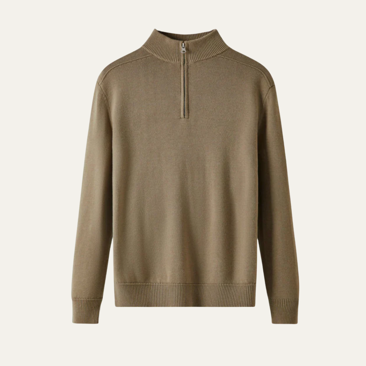 Axel | Men's Quarter Zip Sweater Gray Ribbed Crew Neck