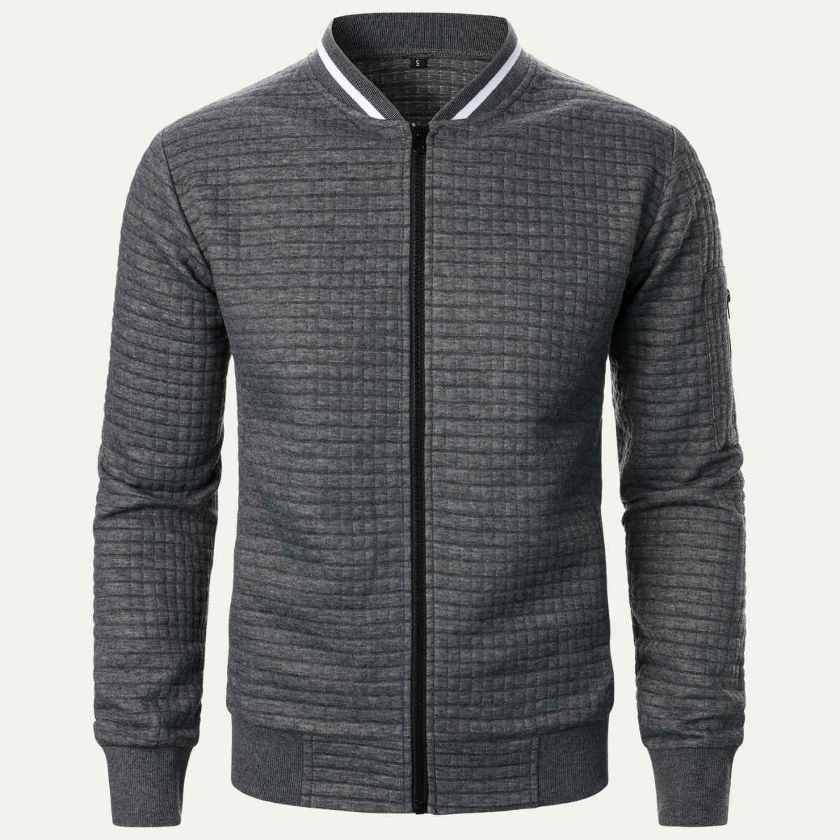 Beau | Men's Quilted Bomber Jacket Cream