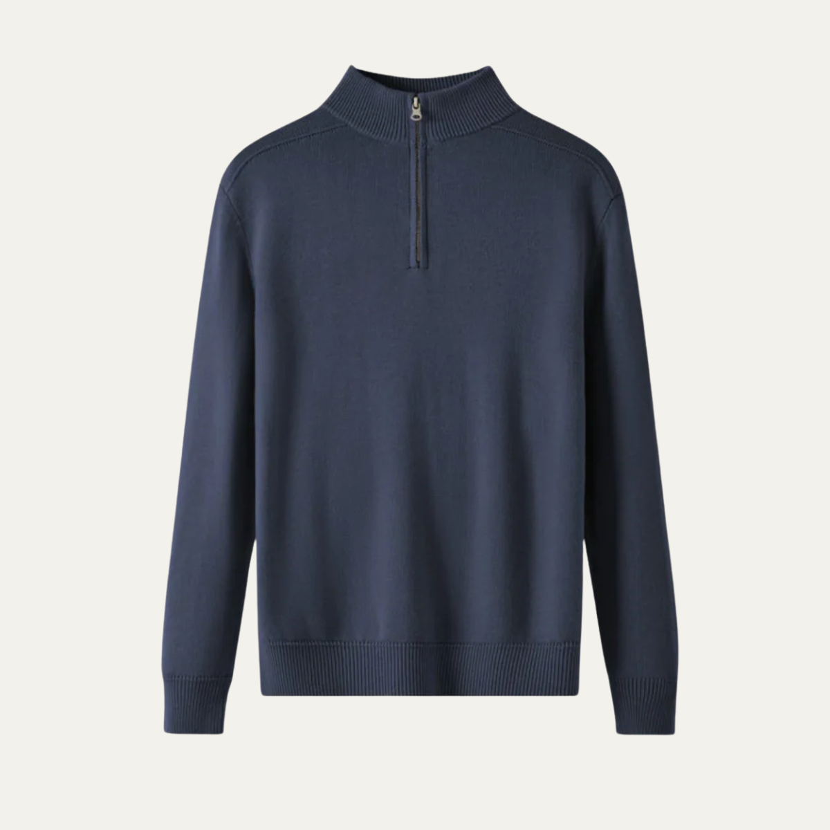 Axel | Men's Quarter Zip Sweater Gray Ribbed Crew Neck