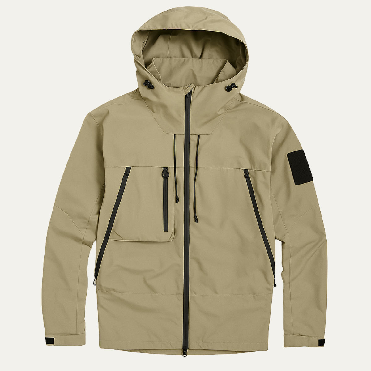 Voss | Men's Lightweight Waterproof Windbreaker Black Hooded