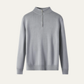 Dama Washington Axel men's quarter zip sweater gray ribbed crew neck - front view