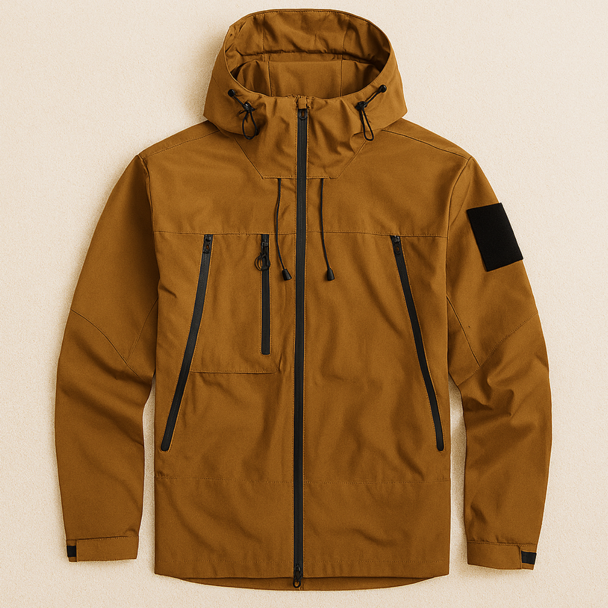 Voss | Men's Lightweight Waterproof Windbreaker Black Hooded