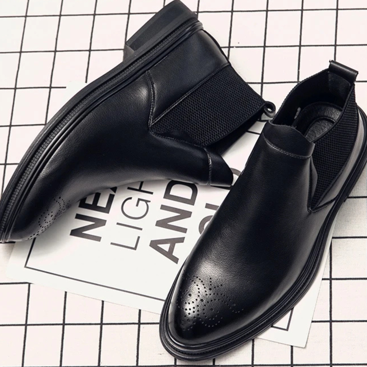 Ash | Men's Leather Brogue Chelsea Ankle Boot Brown Black Sole