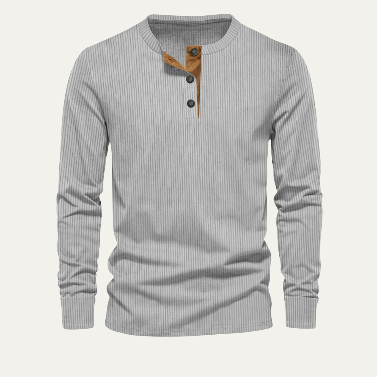 Beau | Men's Henley Sweater Black Ribbed Long Sleeve