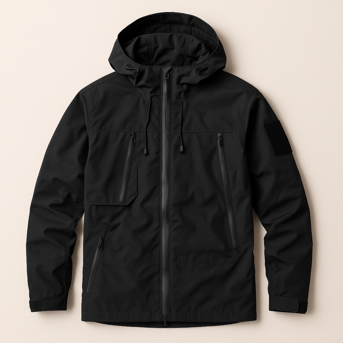 Voss | Men's Lightweight Waterproof Windbreaker Black Hooded