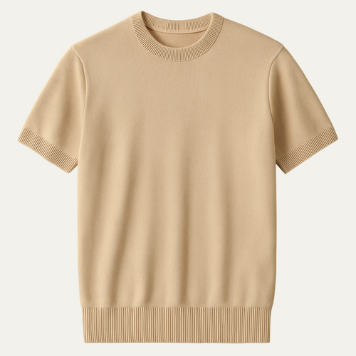 Dama Washington Aldo men's crew neck sweater cream short sleeve knit - front view