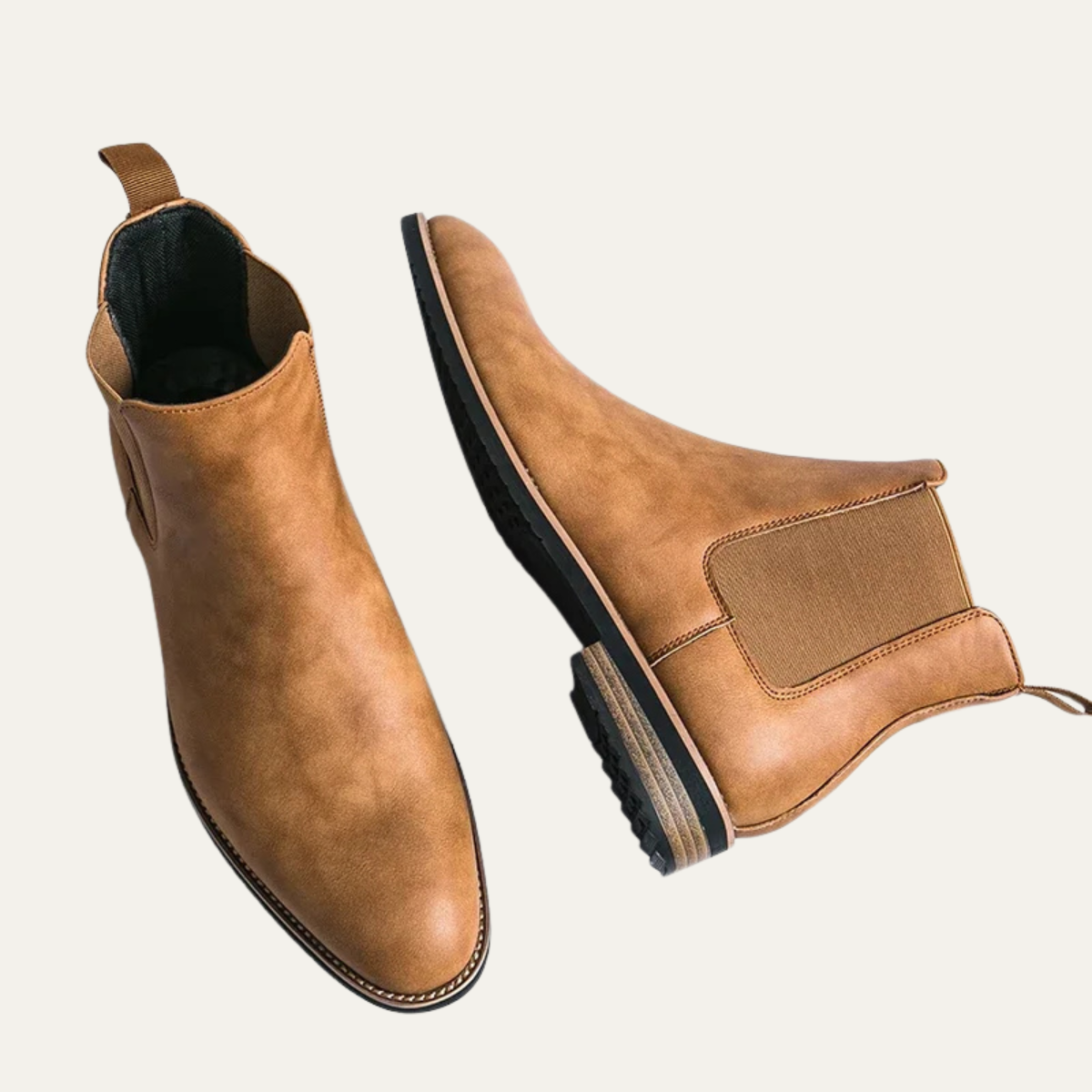 Beau | Men's Chelsea Boots Tan Suede Slip On