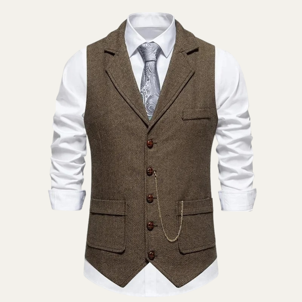 Knox | Men's Suit Vest Gray Double Breasted With Chain