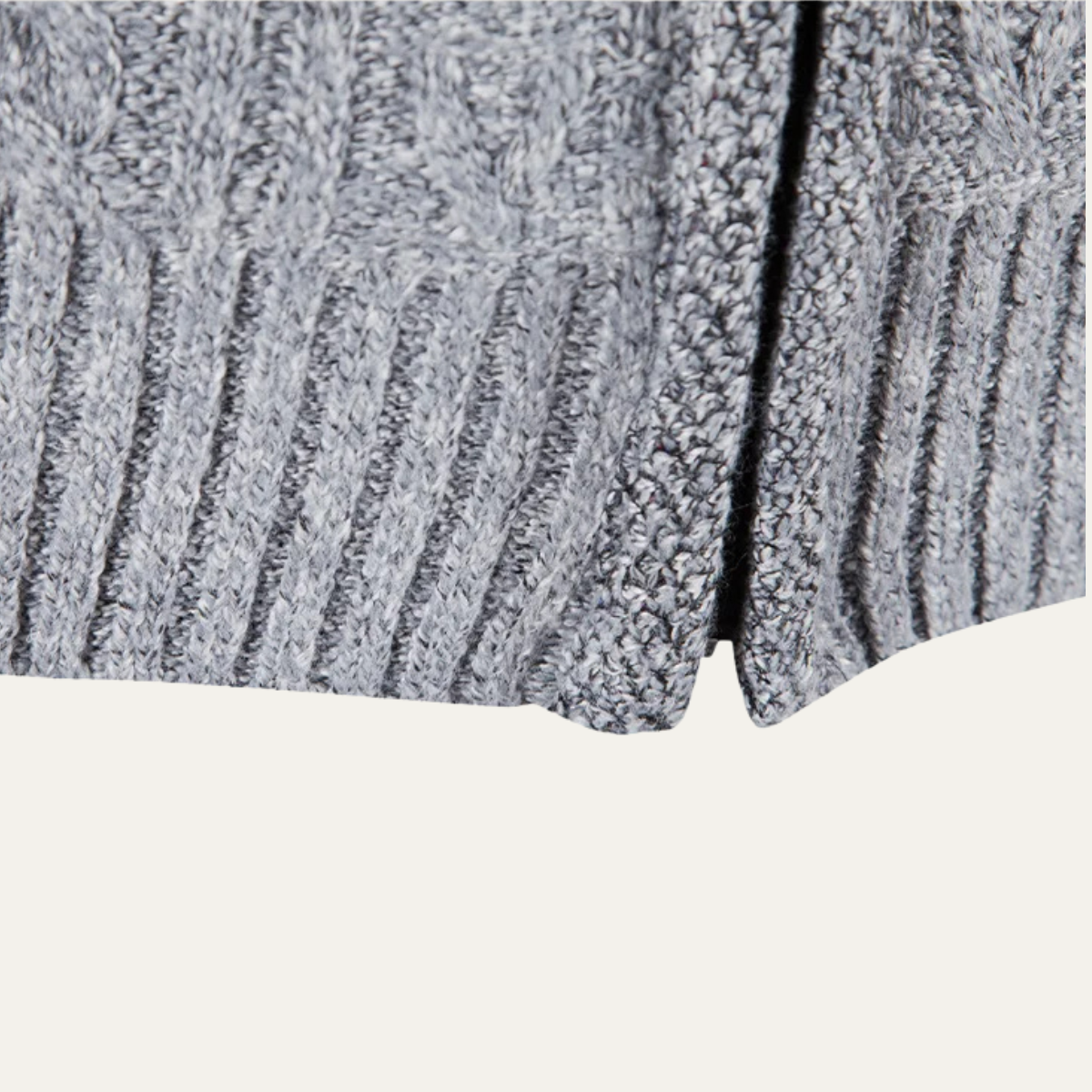 Bram | Men's Cable Knit Cardigan Gray Zip Up