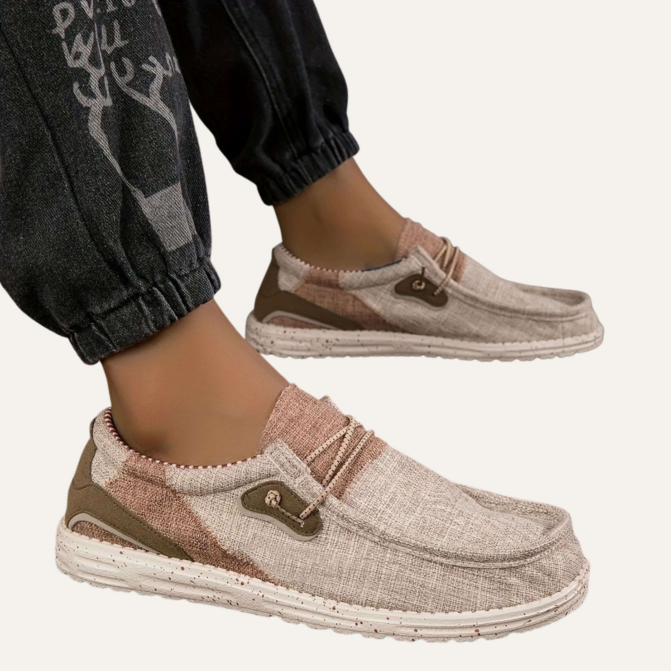 Faye | Women's Canvas Loafer Mule Cream Comfort Slip On