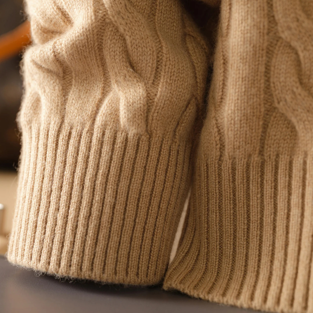 Mia | Men's Cable Knit Sweater Cream Crew Neck