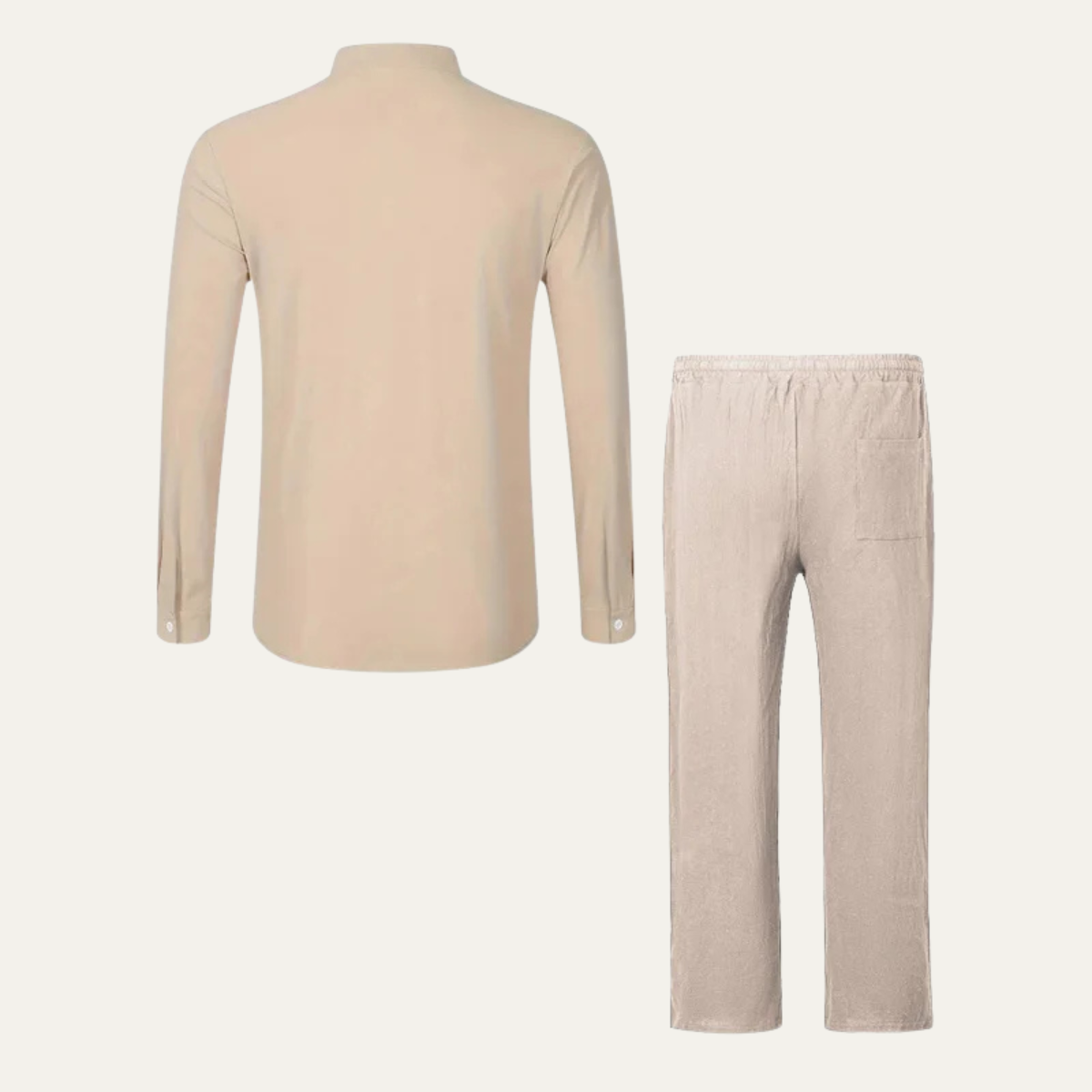 Eli | Men's Linen Set Cream Henley Shirt And Pants