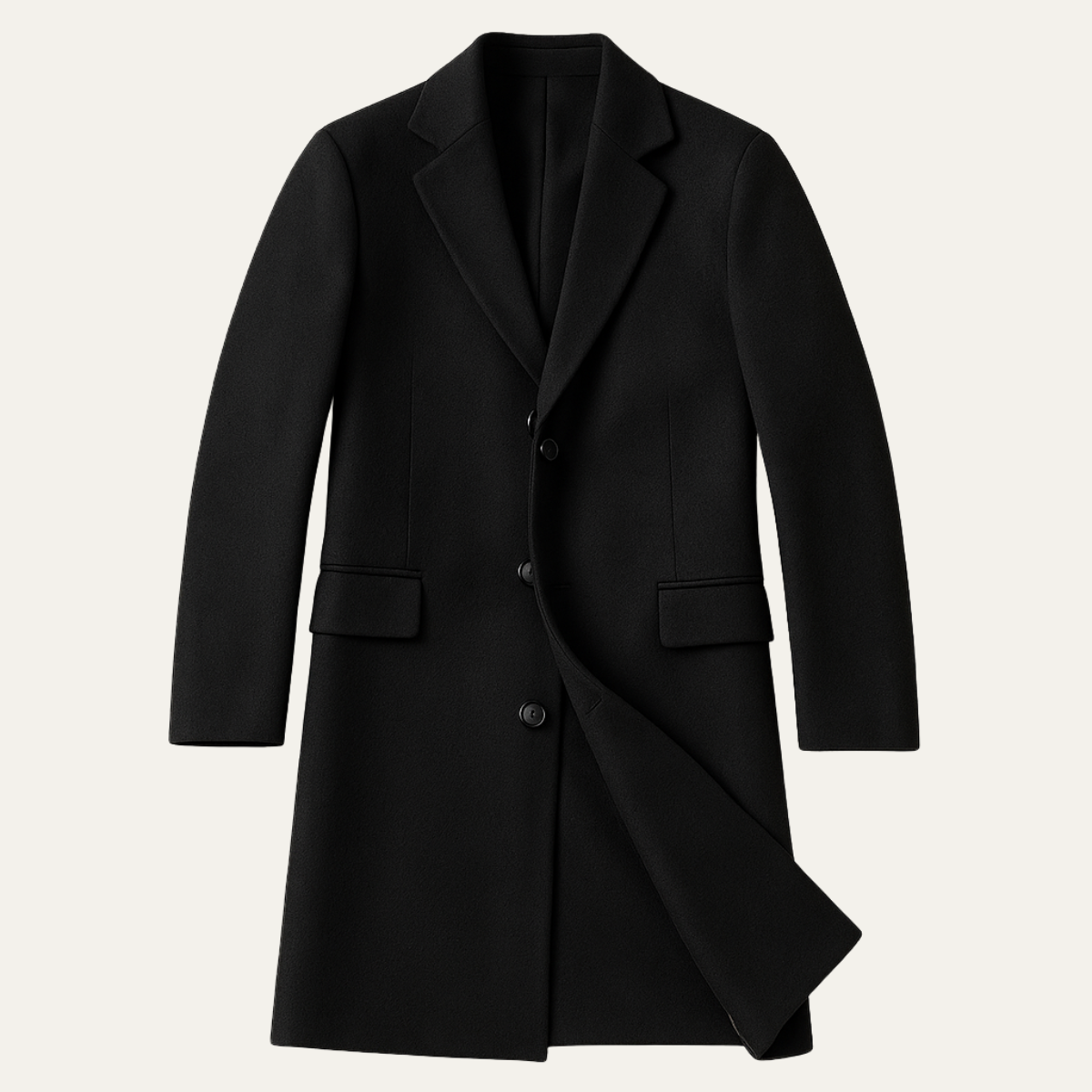 Sage | Men's Smart Casual Overcoat Black Long Length