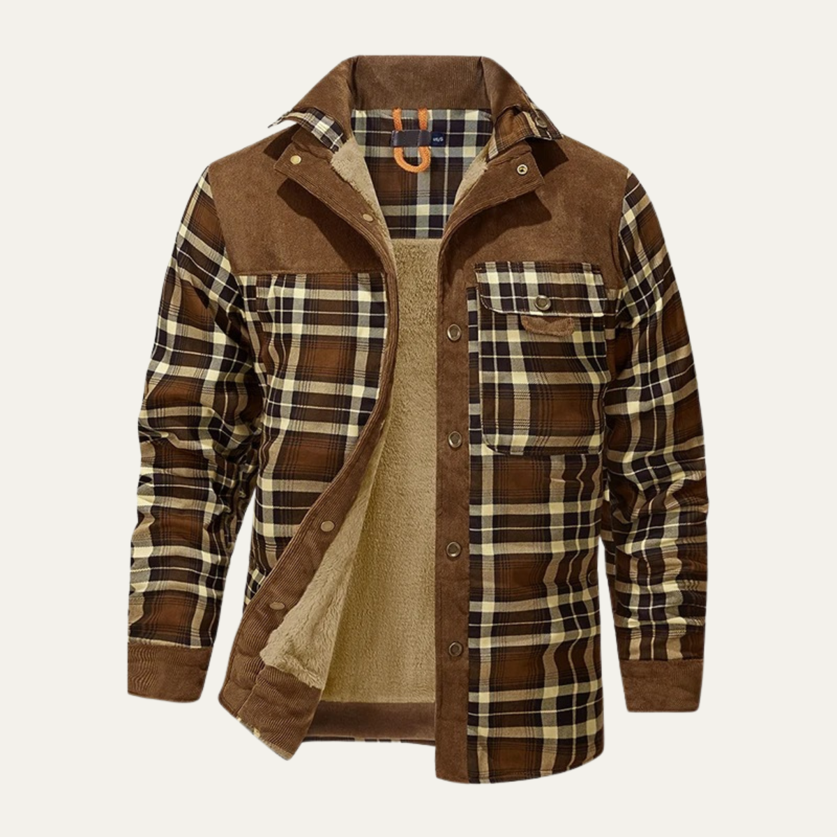 Knox | Men's Flannel Shirt Jacket Olive Plaid Sherpa Lined