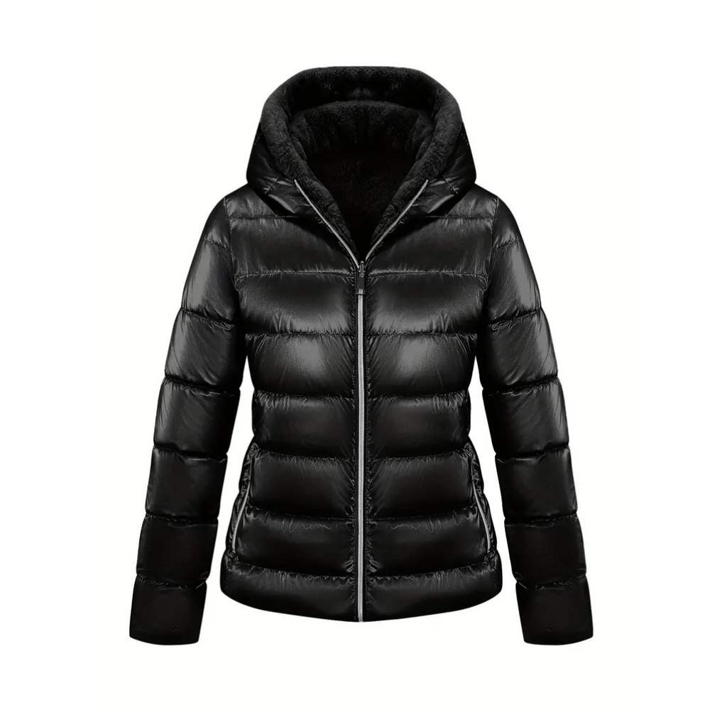 Dama Washington Freya women's sherpa puffer jacket black hooded zip up - view 3