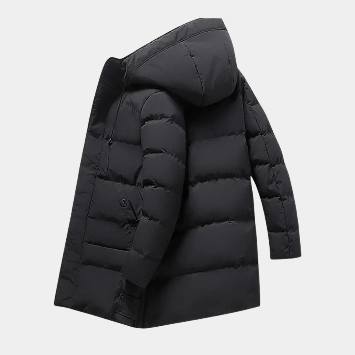 Hugo | Men's Puffer Jacket Black Long Hooded Quilted