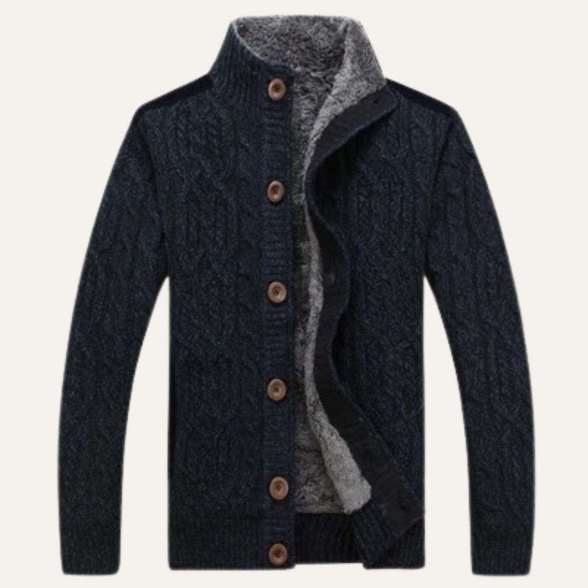 Ash | Men's Cable Knit Cardigan Tan Button Up Sweater