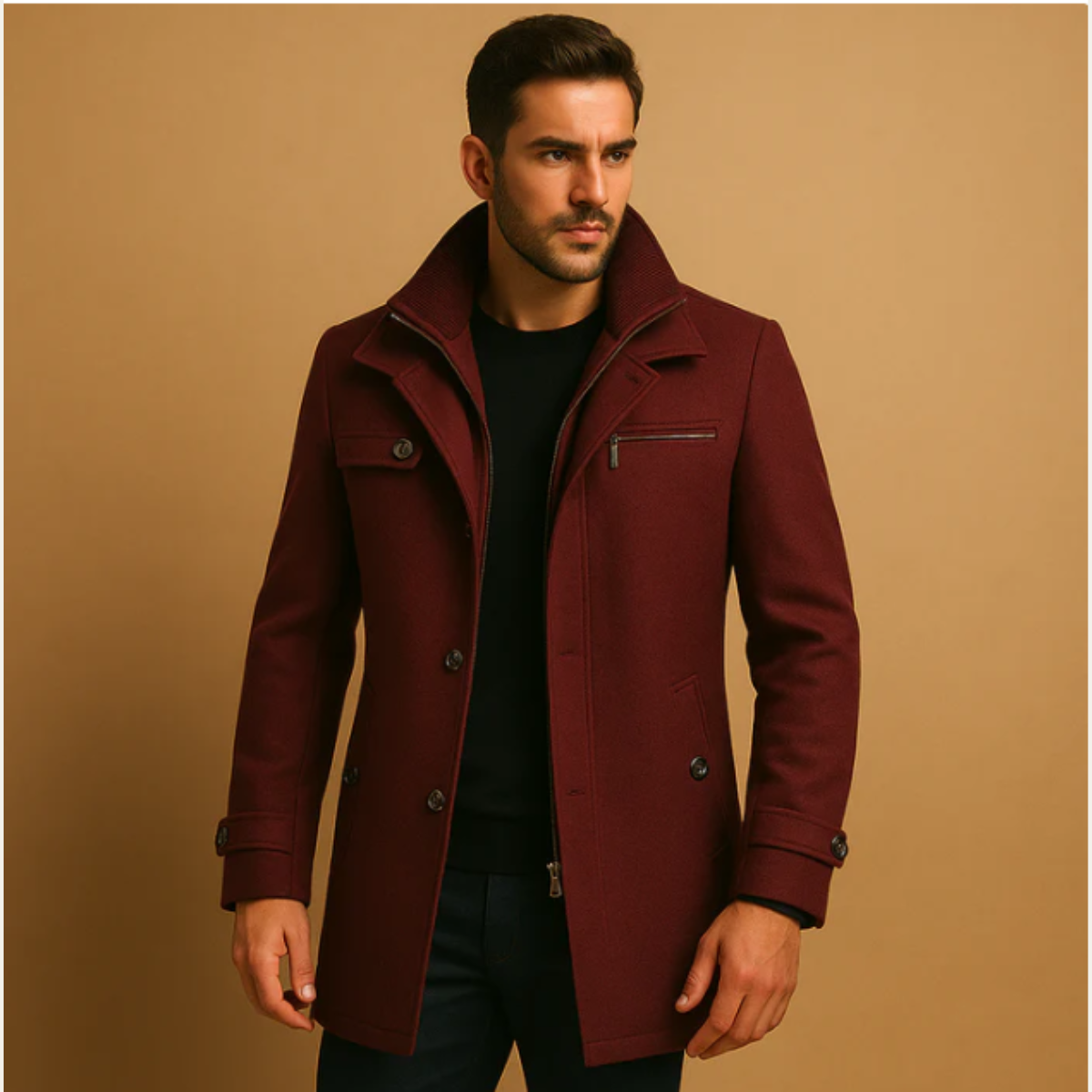 Jude | Men's Wool Blend Overcoat Black