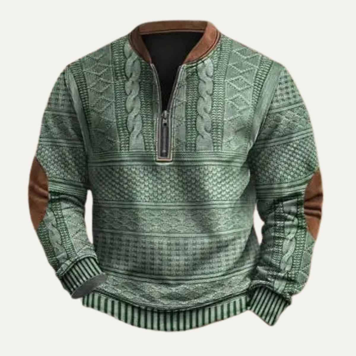 Voss | Men's Cable Knit Half Zip Sweater Black Brown