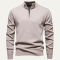 Dama Washington Caleb men's quarter zip sweater cream long sleeve mock neck - front view