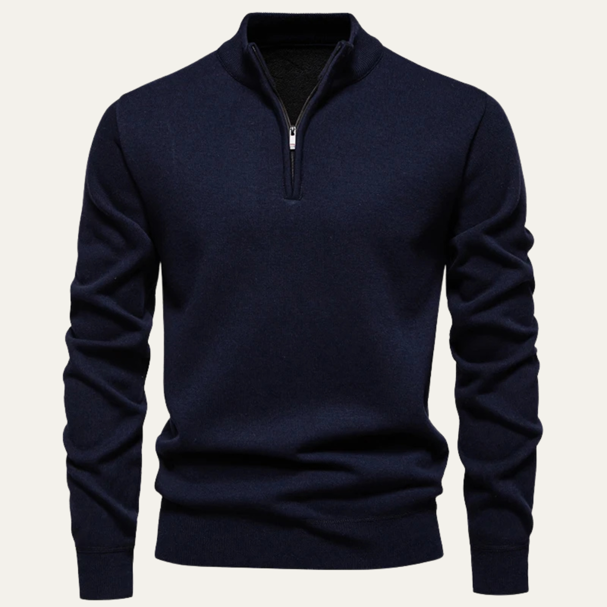 Caleb | Men's Quarter Zip Sweater Cream Long Sleeve Mock Neck