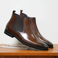 Dama Washington Axel men's polished chelsea boot brown leather - front view
