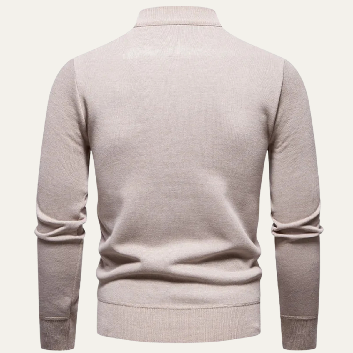 Caleb | Men's Quarter Zip Sweater Cream Long Sleeve Mock Neck