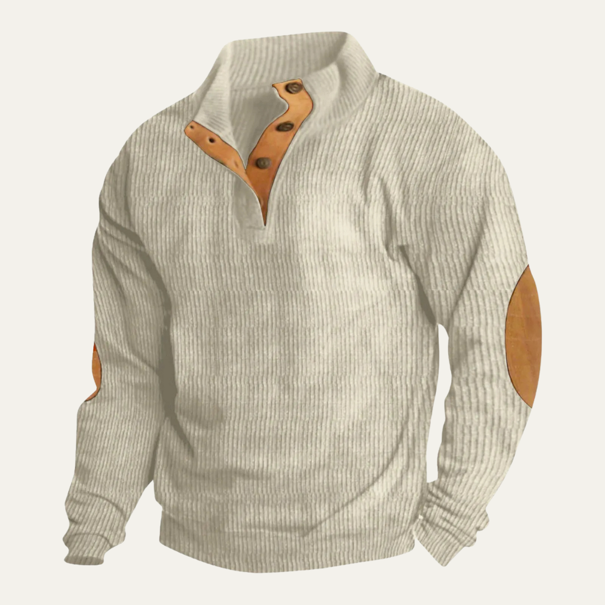 Rowan | Men's Ribbed Knit Quarter Zip Sweater Olive Elbow Patch