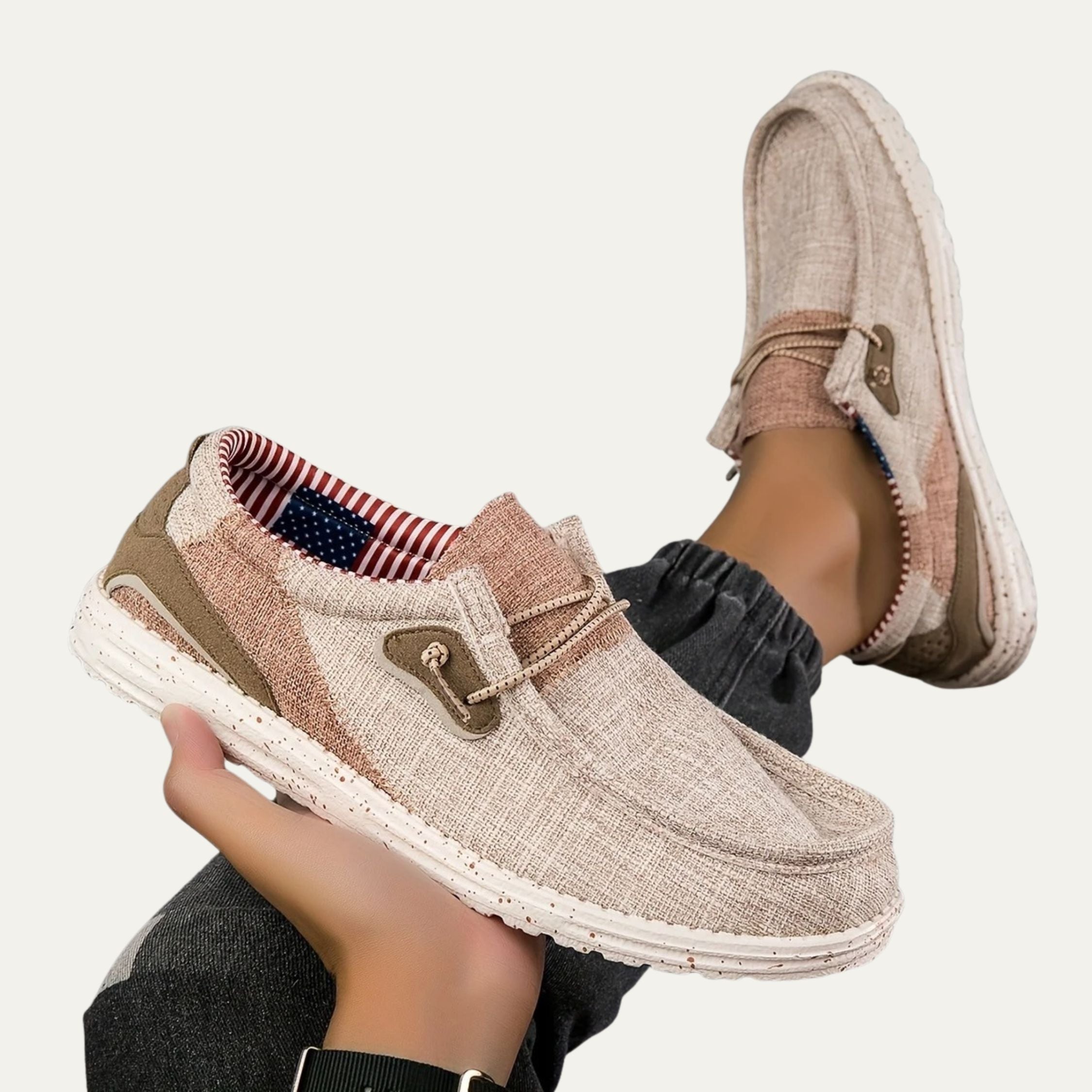 Faye | Women's Canvas Loafer Mule Cream Comfort Slip On