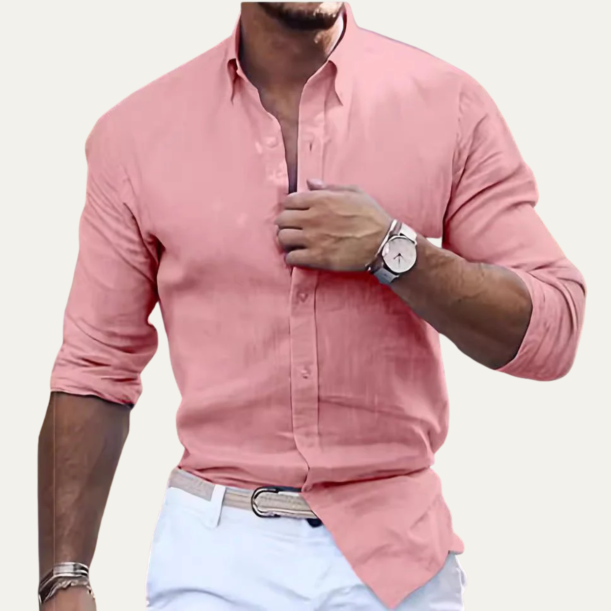 Axel | Men's Button Up Shirt White Long Sleeve Casual