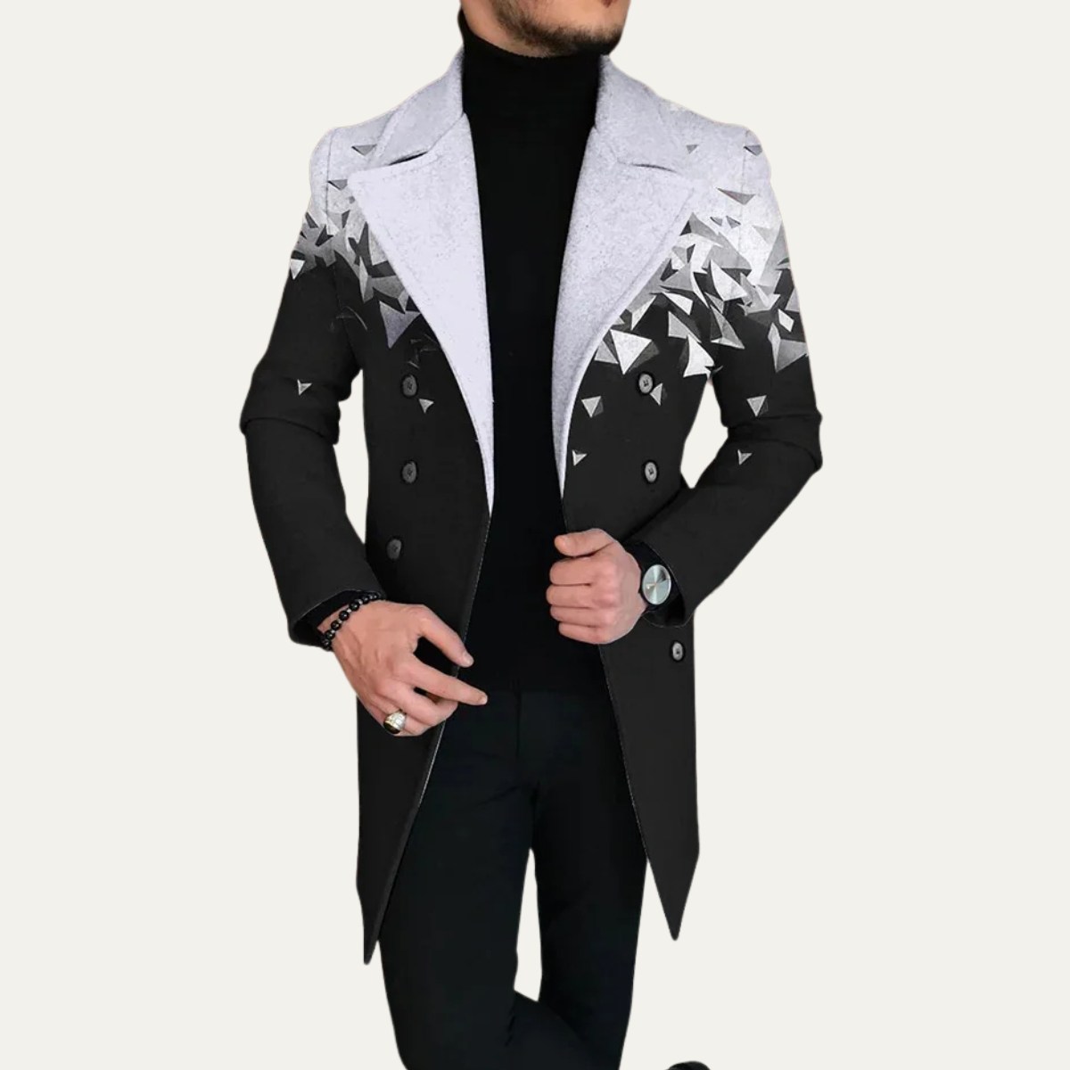Arlo | Men's Double Breasted Blazer Black Light Gray Colorblock