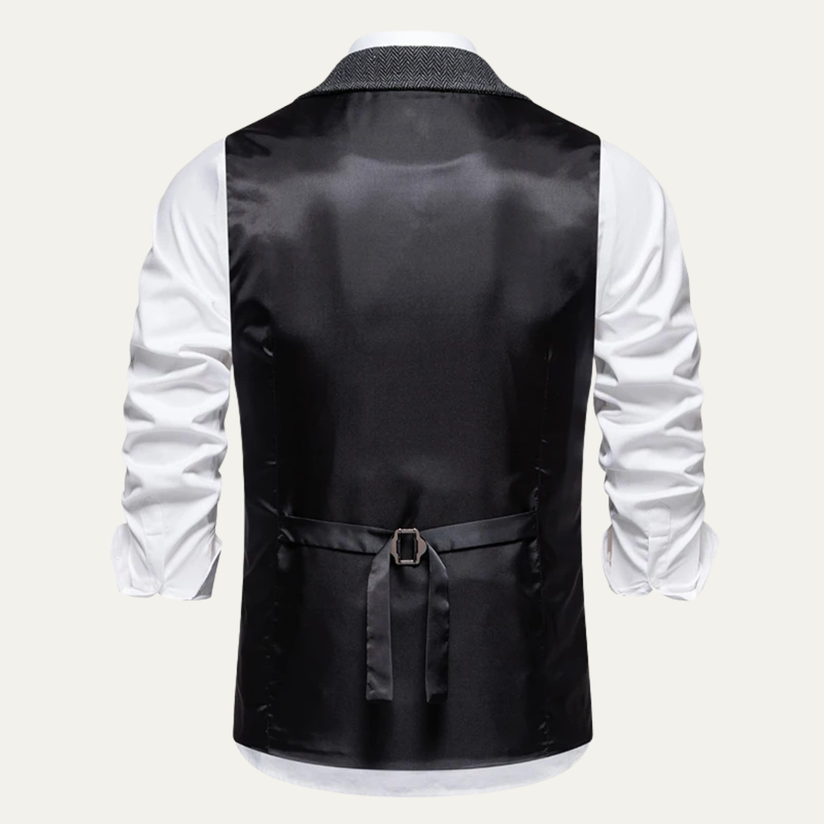Orson | Men's Herringbone Suit Vest Charcoal Gray With Chain