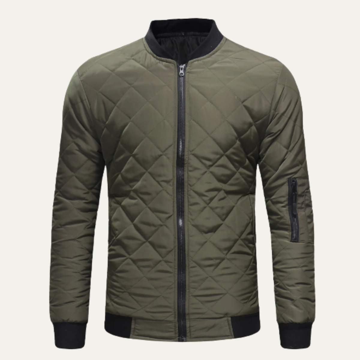 Axel | Men's Quilted Bomber Jacket Black Lightweight Zip Up